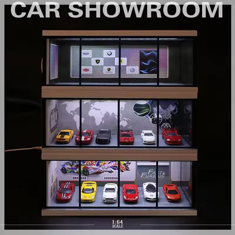 Moreart 1:64 Parking Model Display Case – Alloy Car Exhibition Scene